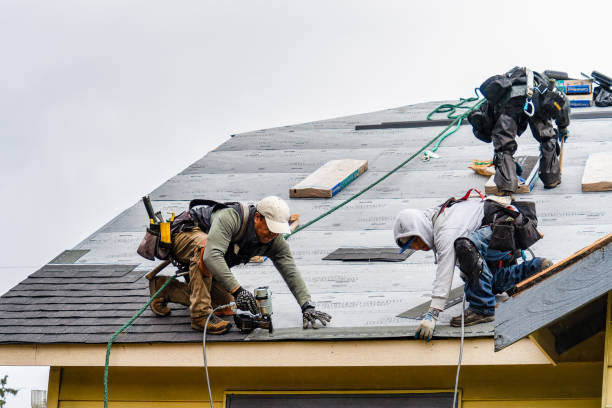 Professional Gutter Installation technician working in Round Mountain, TX
